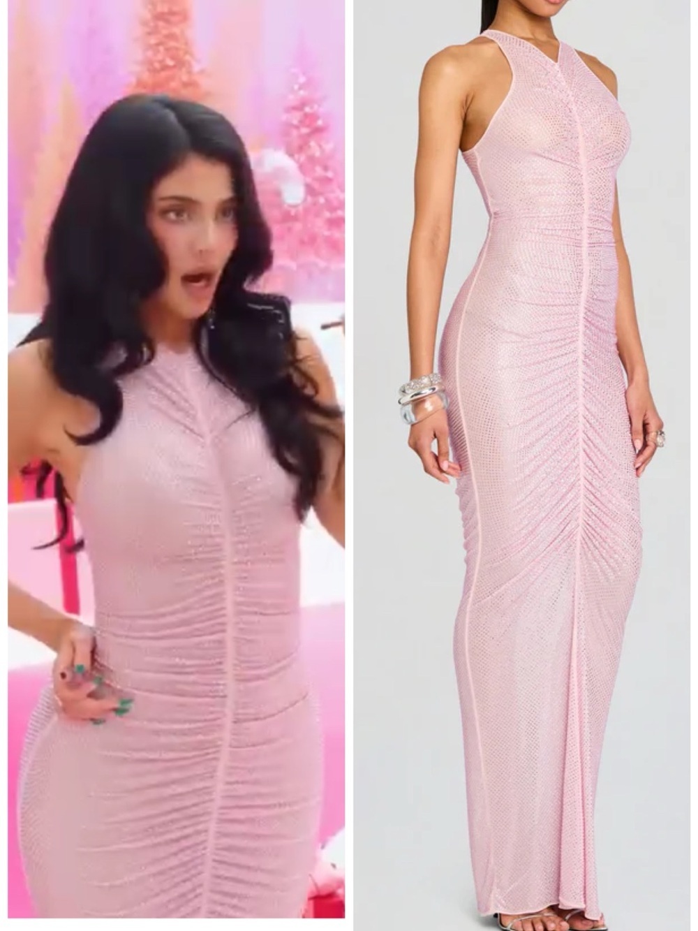 Retrofete Marsann Embellished Maxi Dress Studded Bodycon Primrose Pink XS